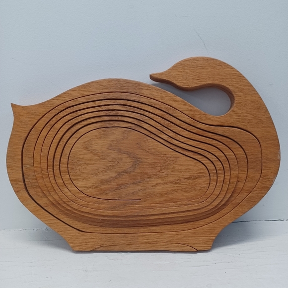 Vintage Silhouette Mid-Century Modern Wooden Swan Duck Carved Bowl Decor - Picture 2 of 5